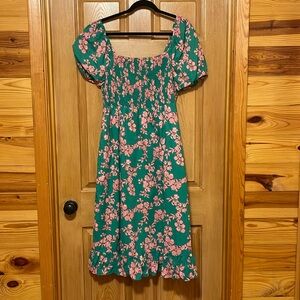 J. Crew Teal and Pink Floral Maxi Dress
